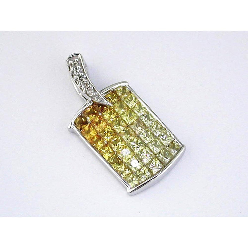 Royal 14K White Gold Yellow Spinel and Diamond Halo Pendant - 2.00 Carat Total Gem Weight