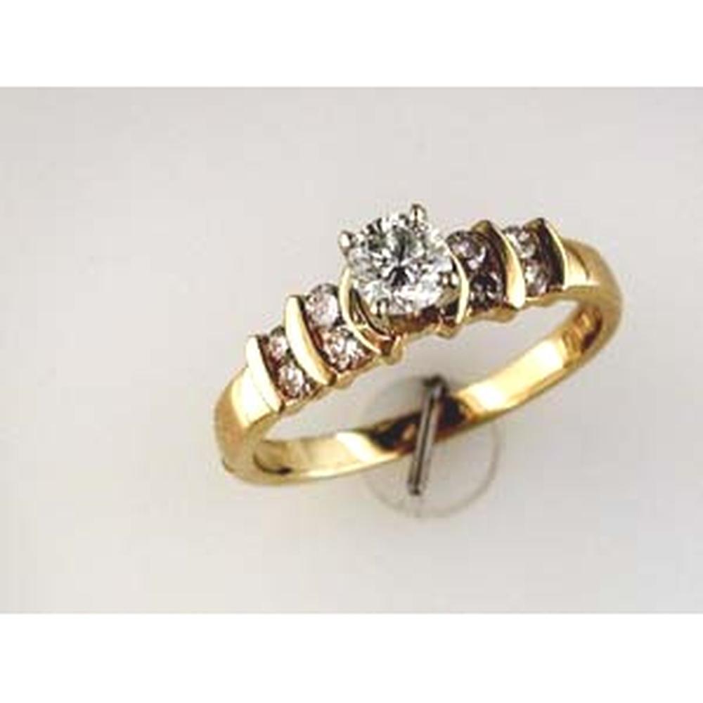 Royal 14K Yellow Gold 0.32 Carat Center Round Diamond Engagement Ring with Halo Setting - 0.52 Carat Total Diamond Weight