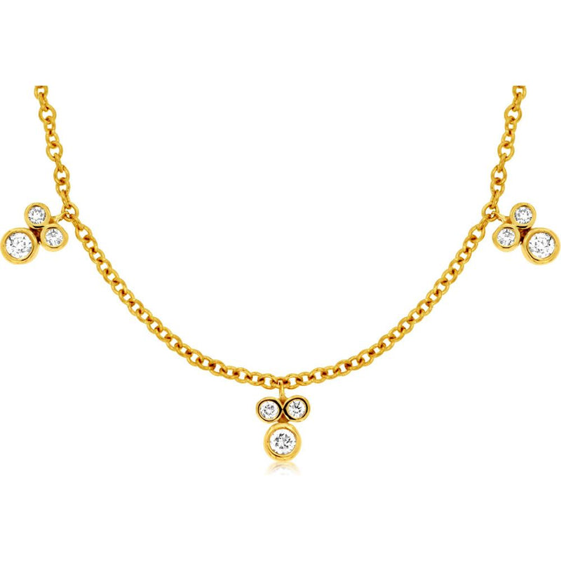 Royal 14K Yellow Gold 0.75 Carat Diamond 9-Station Necklace