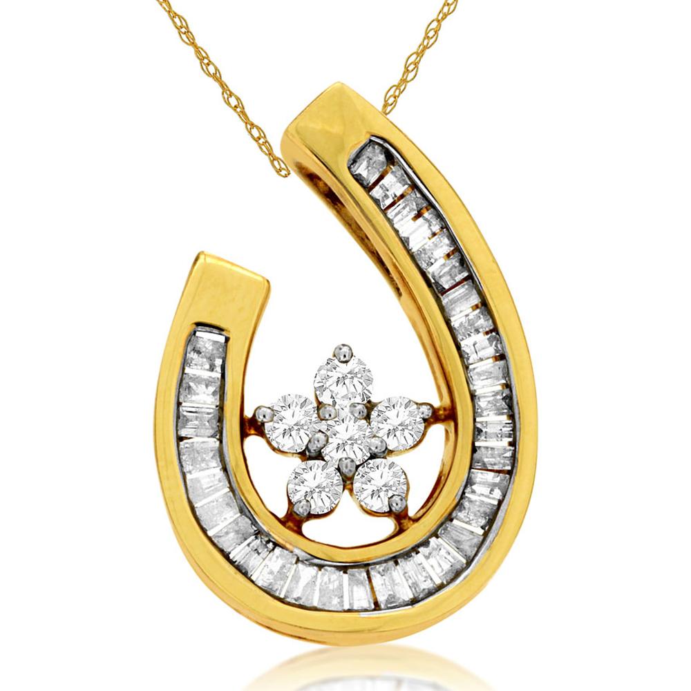 Royal 14K Yellow Gold 1.00 Carat Round Diamond Pendant