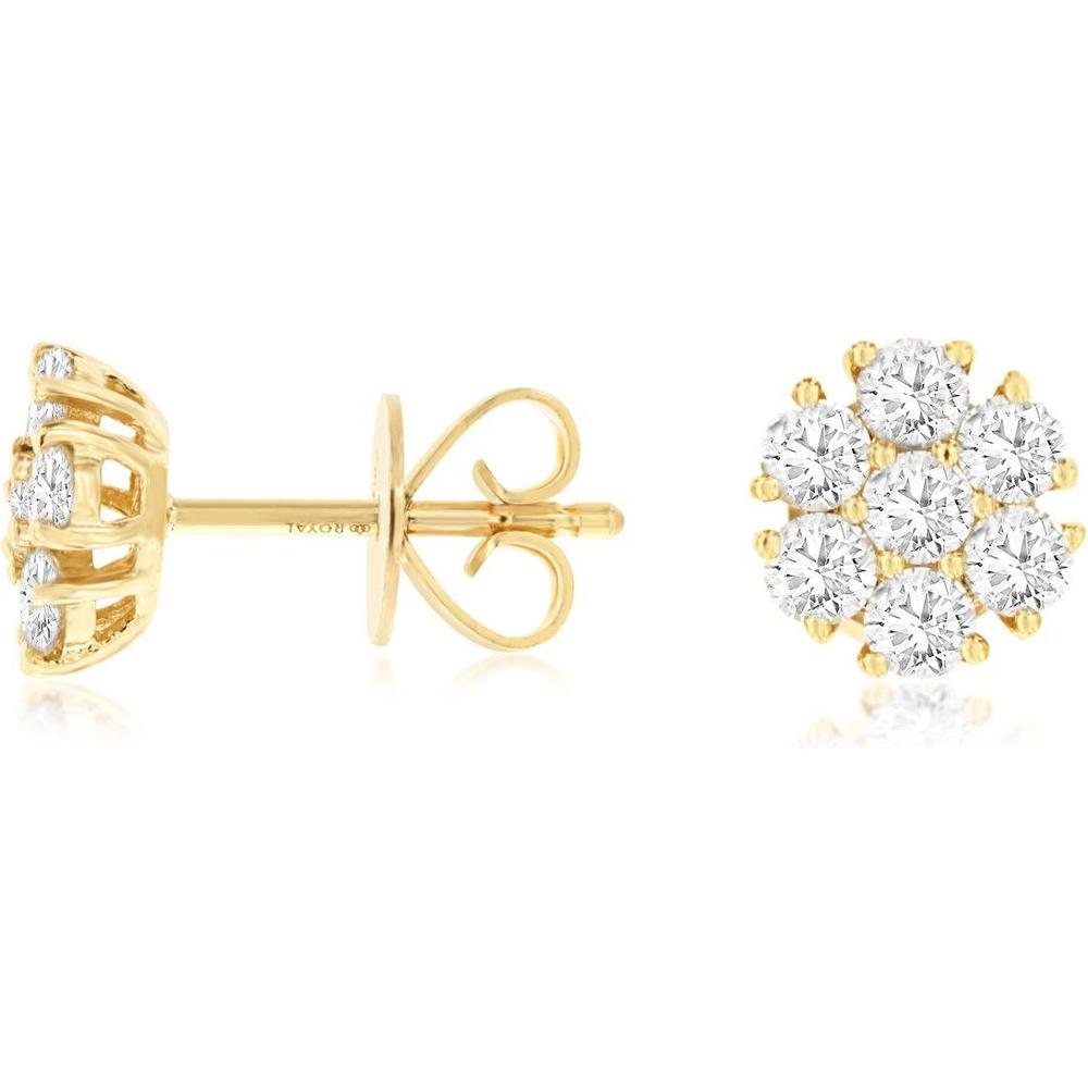 Royal 14K Yellow Gold 1.05 Carat Diamond Earrings
