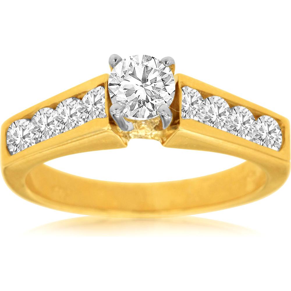 Royal 14K Yellow Gold 1.21 Carat Total Weight Diamond Engagement Ring