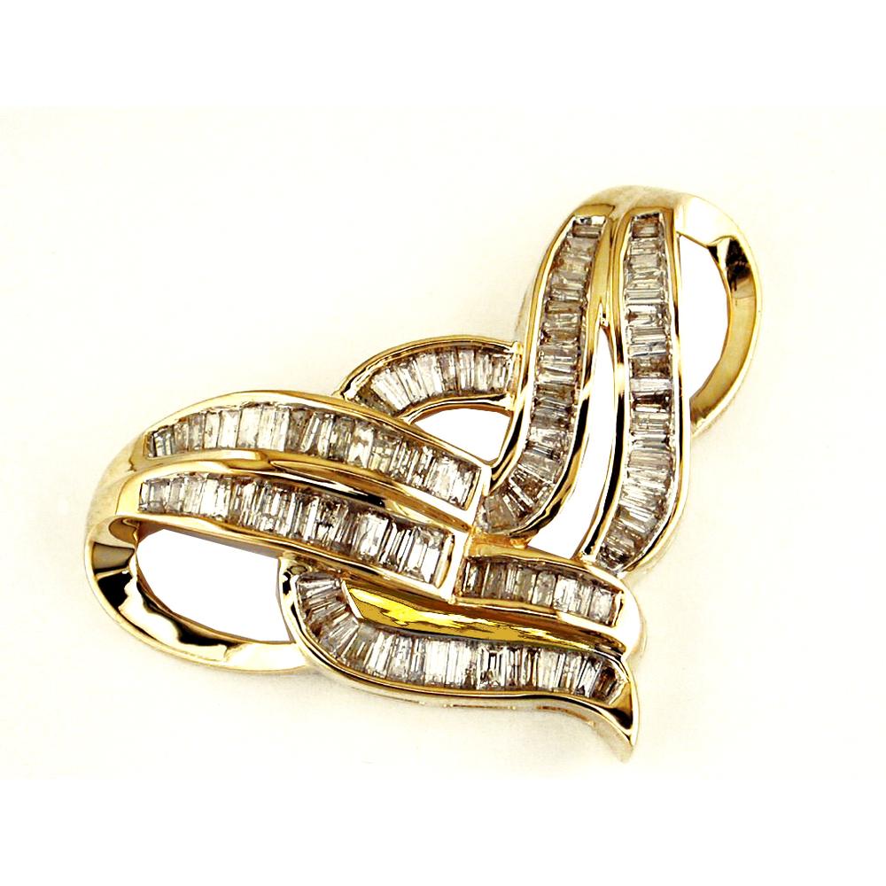 Royal 14K Yellow Gold 2.50 Carat Baguette Diamond Pendant