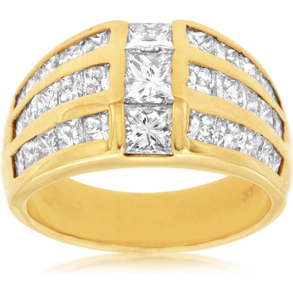 Royal 14K Yellow Gold 3.25 Carat Princess Cut Diamond Ring