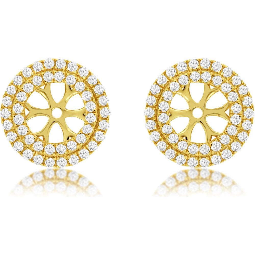 Royal 14K Yellow Gold 7mm Diamond Earrings Jackets - 0.75 Carat Total Diamond Weight