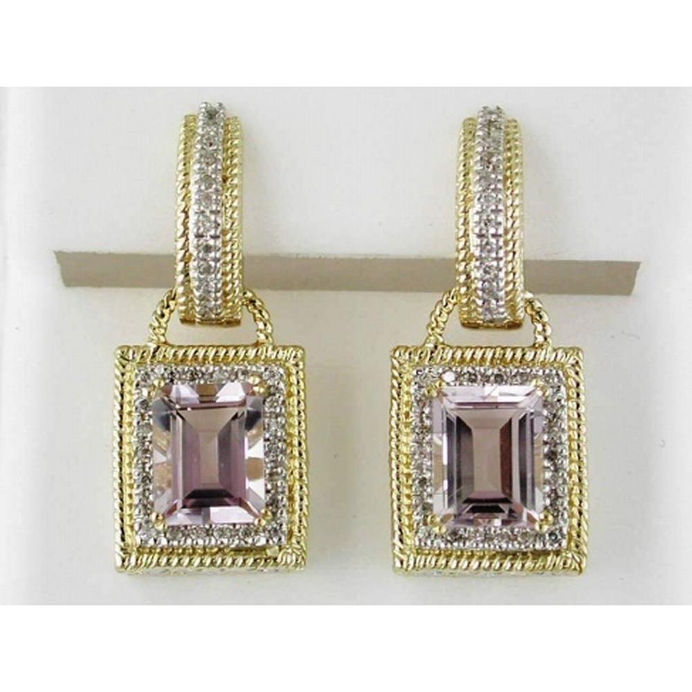 Royal 14K Yellow Gold Amethyst & Diamond Halo Earrings - 4.75 Carat Total Gem Weight