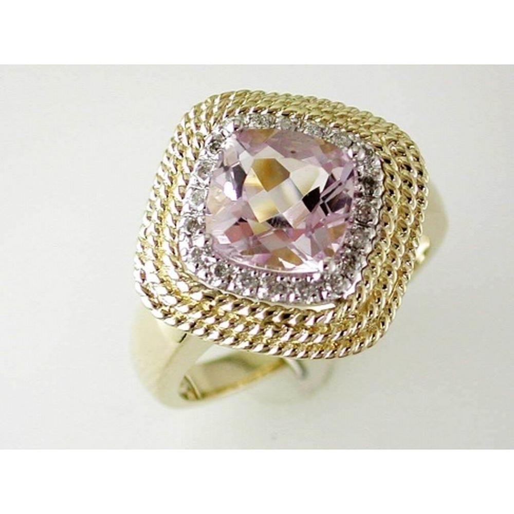 Royal 14K Yellow Gold Amethyst & Diamond Ring - 2.00 Carat Amethyst, 0.16 Carat Diamonds