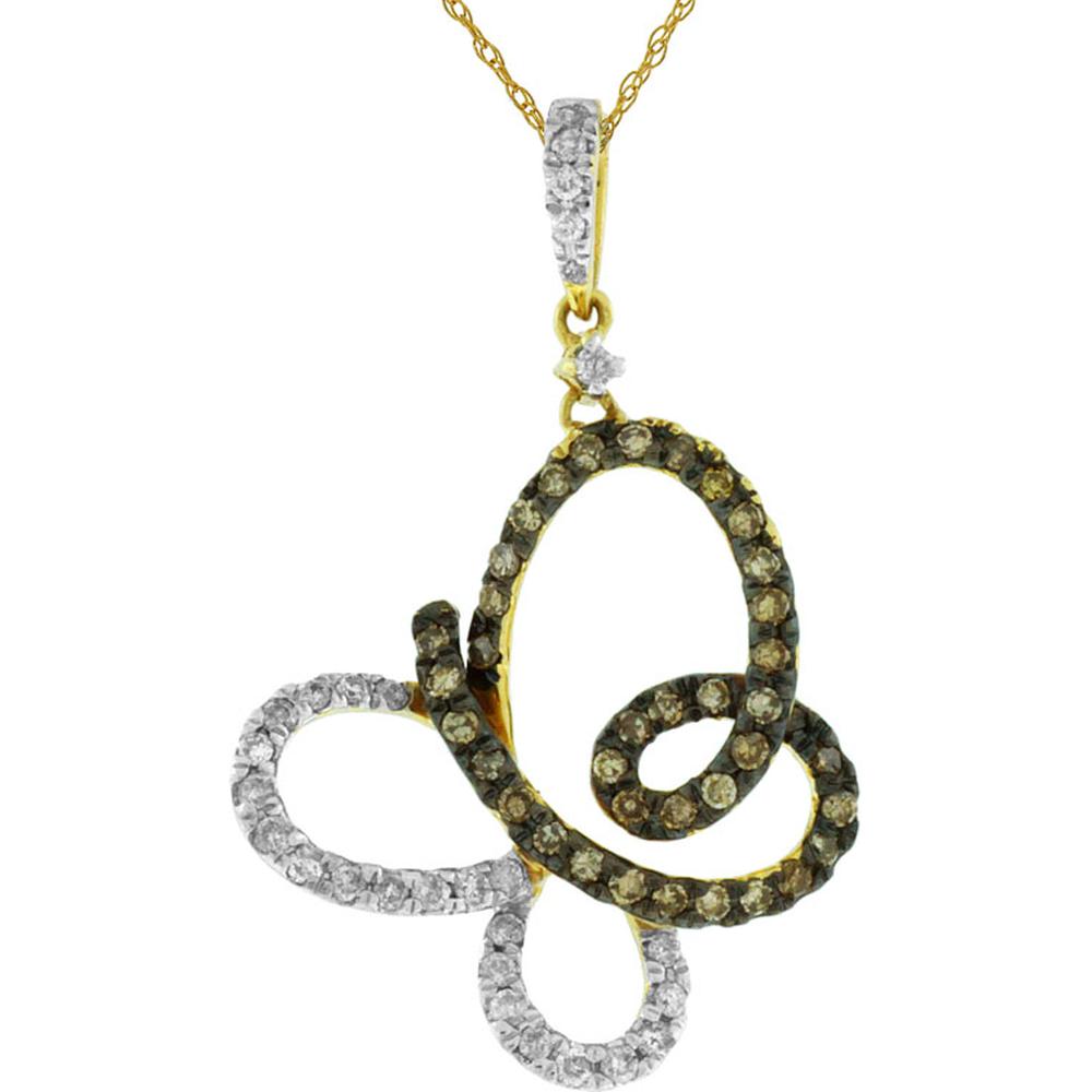 Royal 14K Yellow Gold Animal Motif Diamond & Mocha Diamond Pendant - 0.18 Carat & 0.25 Carat Total Diamond Weight