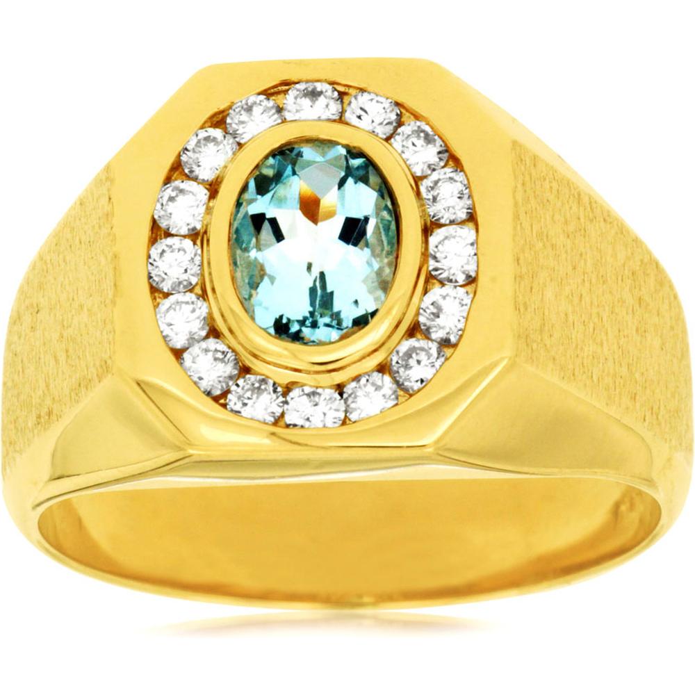 Royal 14K Yellow Gold Aquamarine & Diamond Ring - Serene Ocean Elegance
