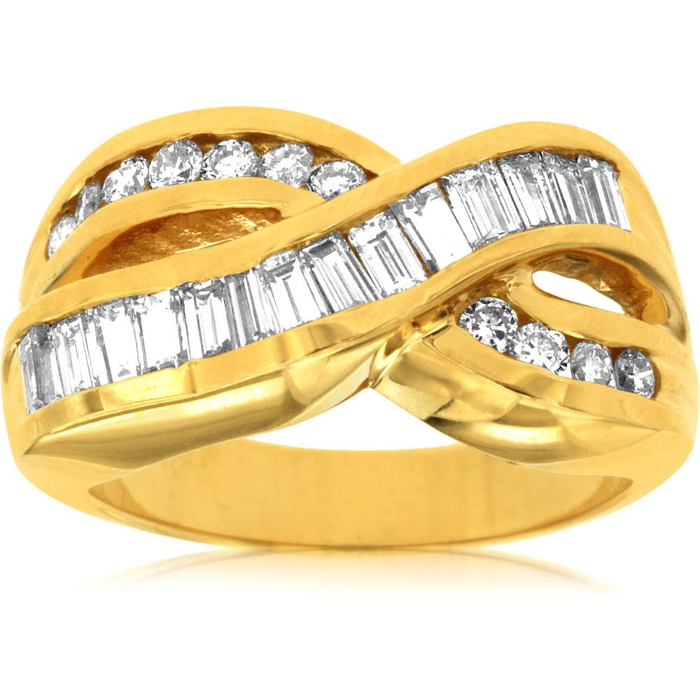 Royal 14K Yellow Gold Baguette and Round Diamond Ring - 0.97 Carat Total Diamond Weight