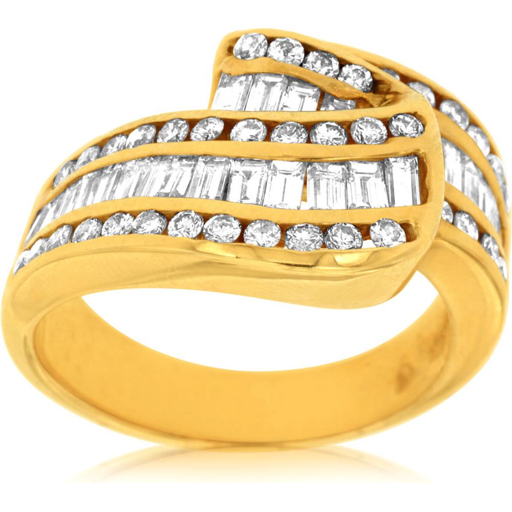 Royal 14K Yellow Gold Baguette and Round Diamond Ring - 2.05 Carat Total Diamond Weight