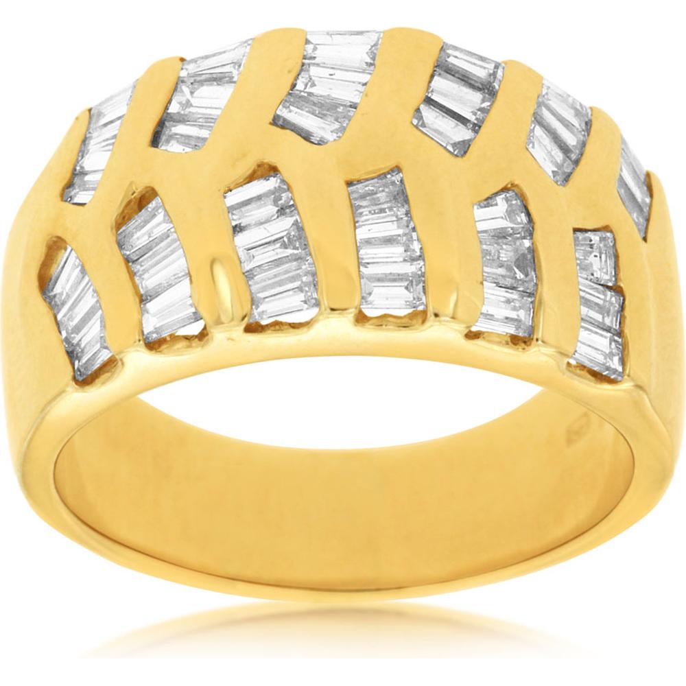 Royal 14K Yellow Gold Baguette Diamond Ring - 1.65 Carat Total Diamond Weight