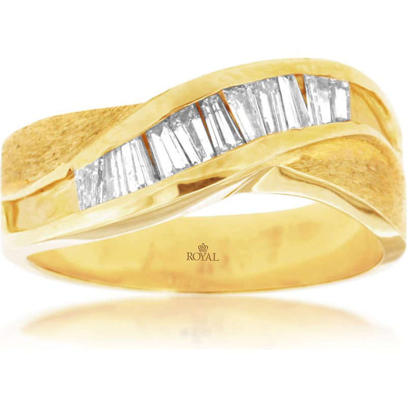Royal 14K Yellow Gold Baguette Diamond Wedding Ring - 0.60 Carat