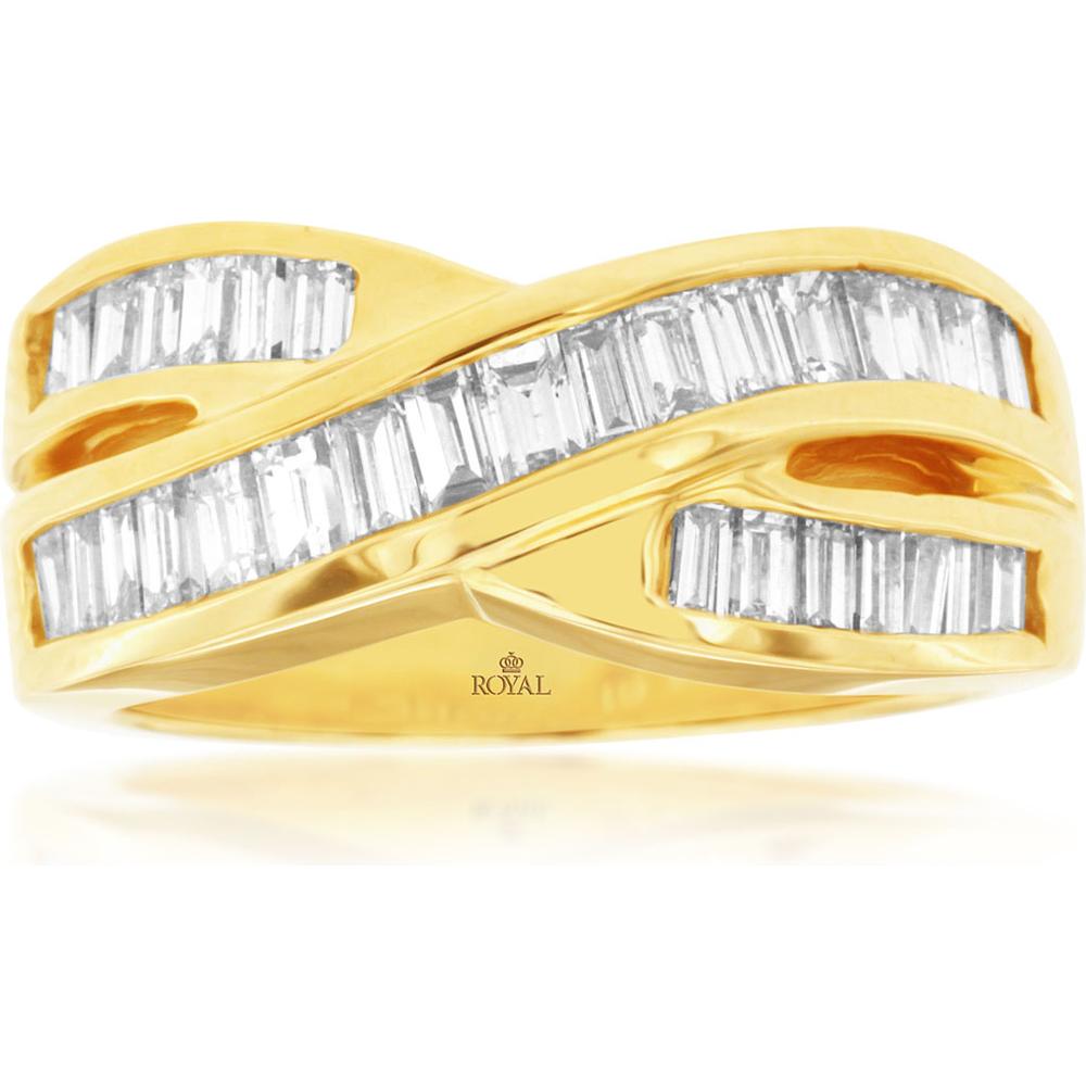Royal 14K Yellow Gold Baguette Diamond Wedding Ring - 1.50 Carat Total Diamond Weight