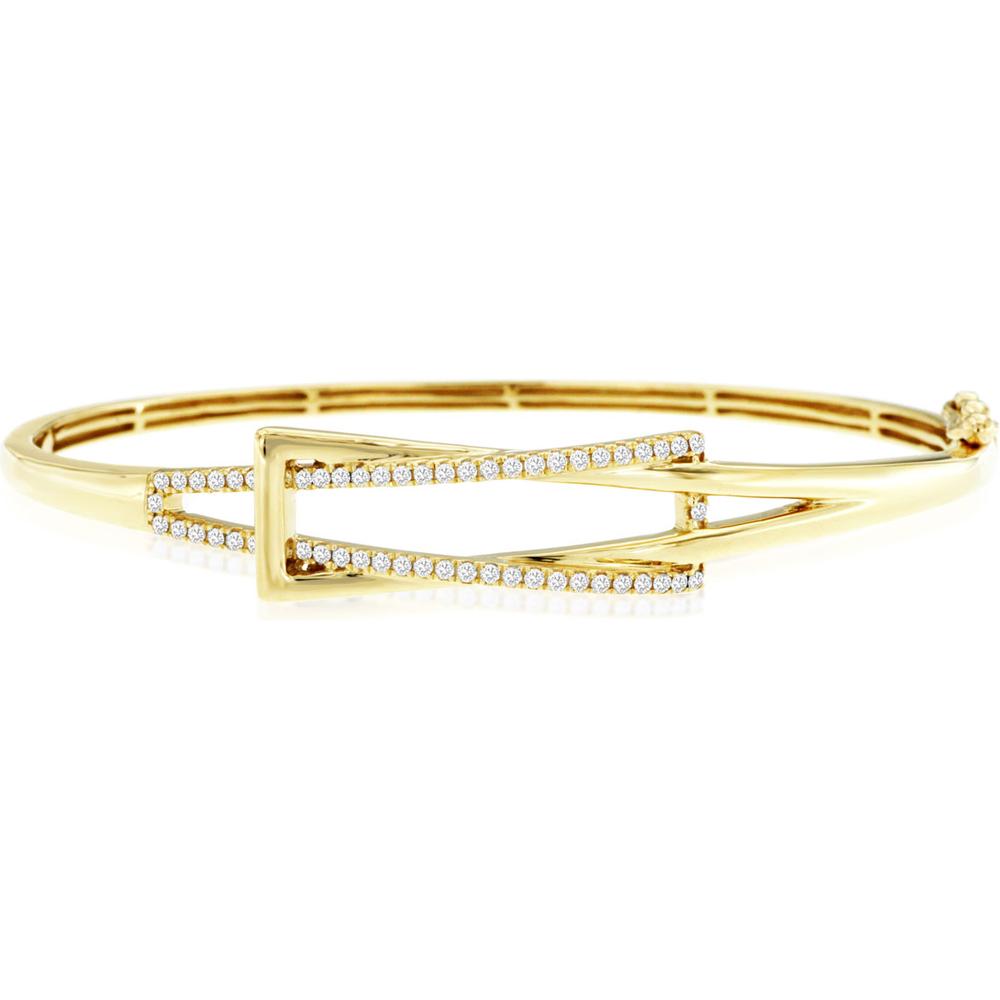 Royal 14K Yellow Gold Bangle with Prong Set Diamonds - 0.37 Carat Total Diamond Weight