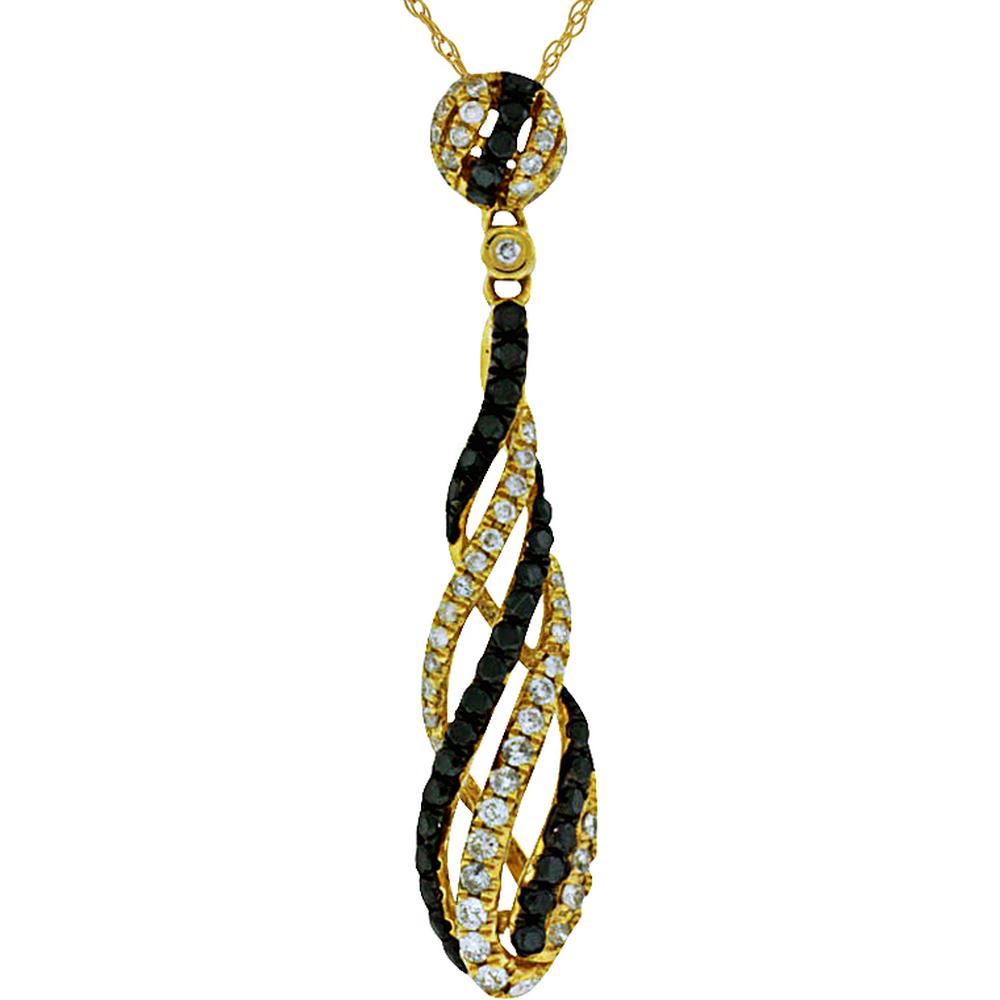 Royal 14K Yellow Gold Black & White Diamond Pendant - 0.48 Carat Black Diamond