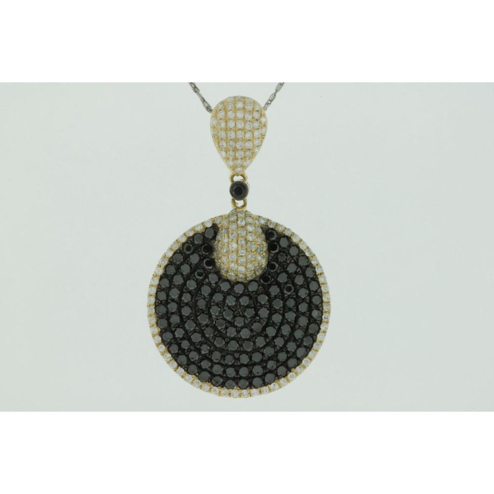 Royal 14K Yellow Gold Black Diamond & Diamond Pendant - Exquisite Elegance