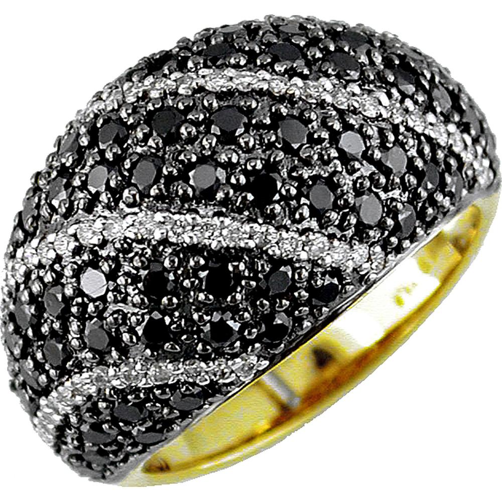 Royal 14K Yellow Gold Black Diamond & Diamond Ring - Exquisite Elegance