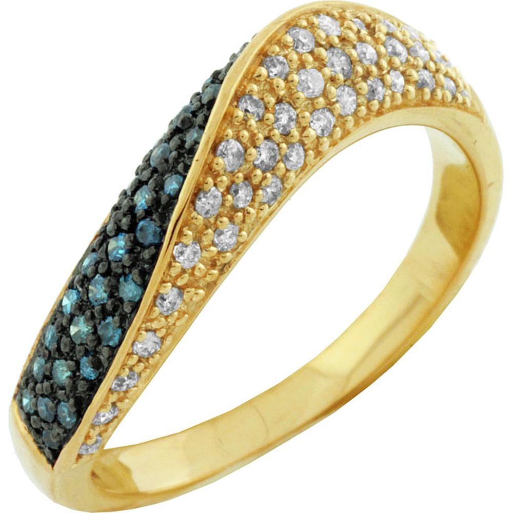Royal 14K Yellow Gold Blue Diamond & Diamond Band - 0.20 Carat Total Diamond Weight