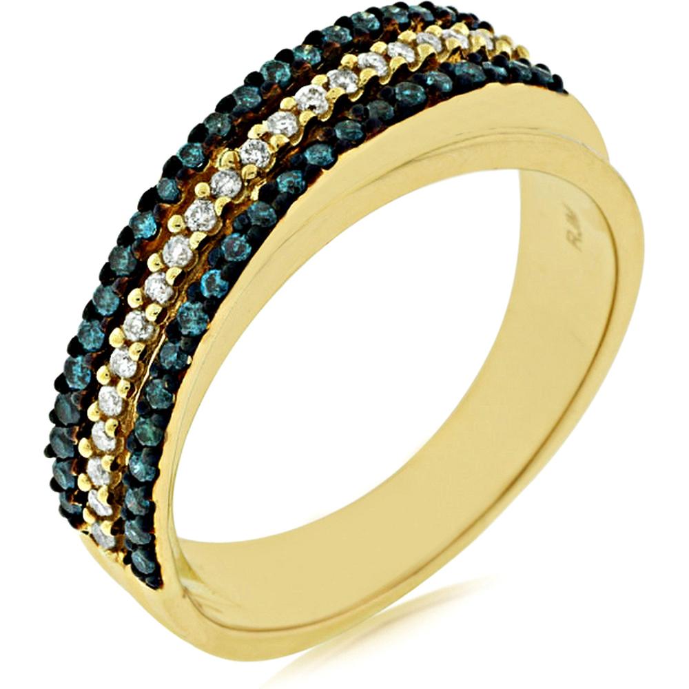 Royal 14K Yellow Gold Blue Diamond & Diamond Ring - 0.25 Carat Blue Diamond, 0.14 Carat Total Diamond Weight
