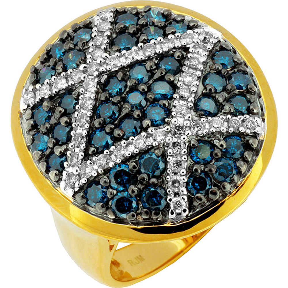 Royal 14K Yellow Gold Blue Diamond & Diamond Ring - 1.30 Carats Blue Diamond, 0.28 Carats Diamond Total Weight