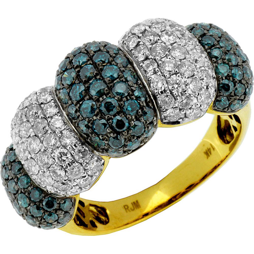 Royal 14K Yellow Gold Blue Diamond & Diamond Ring - Timeless Elegance in Blue