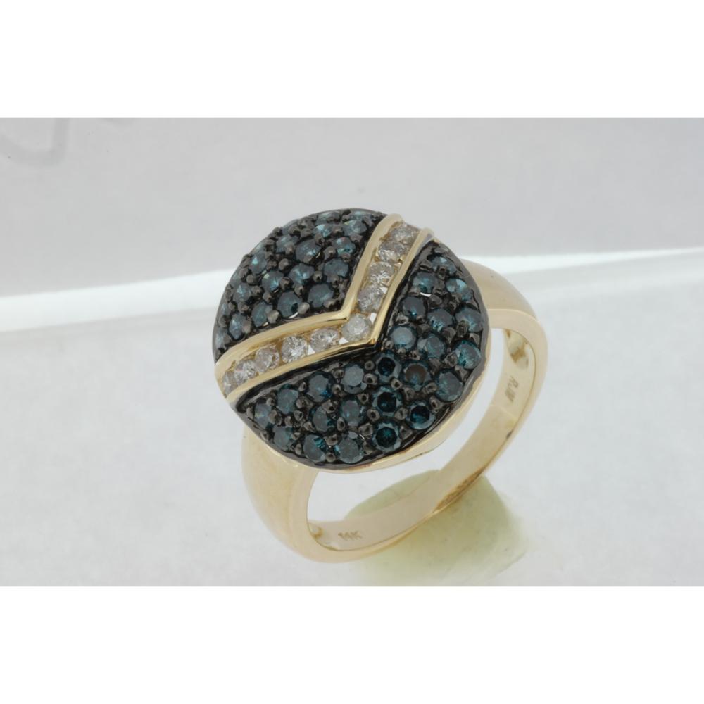 Royal 14K Yellow Gold Blue Diamond & Round Diamond Ring - 1.42 Carats Total Diamond Weight