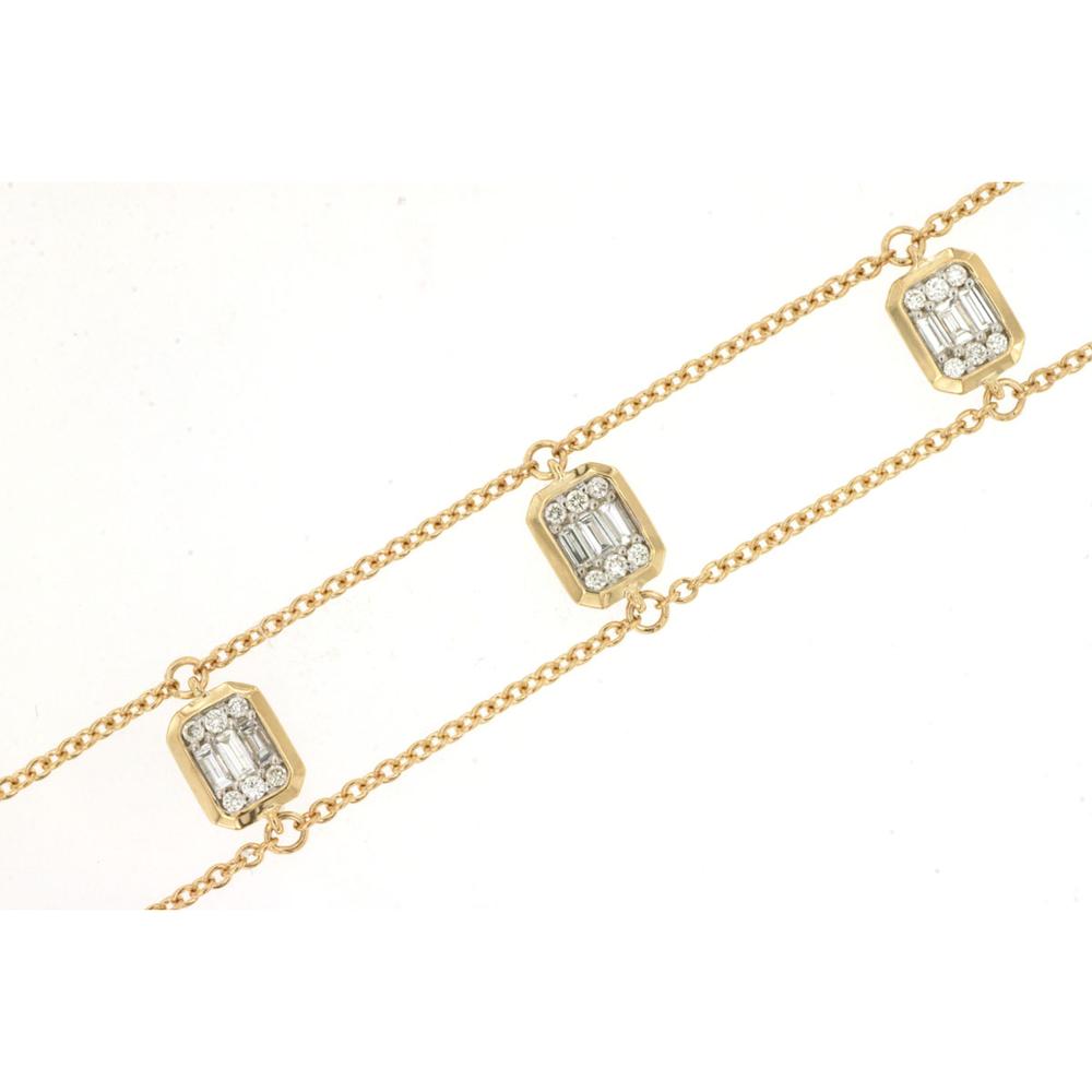 Royal 14K Yellow Gold Bracelet with Round and Baguette Diamonds - 0.35 Carat Total Diamond Weight