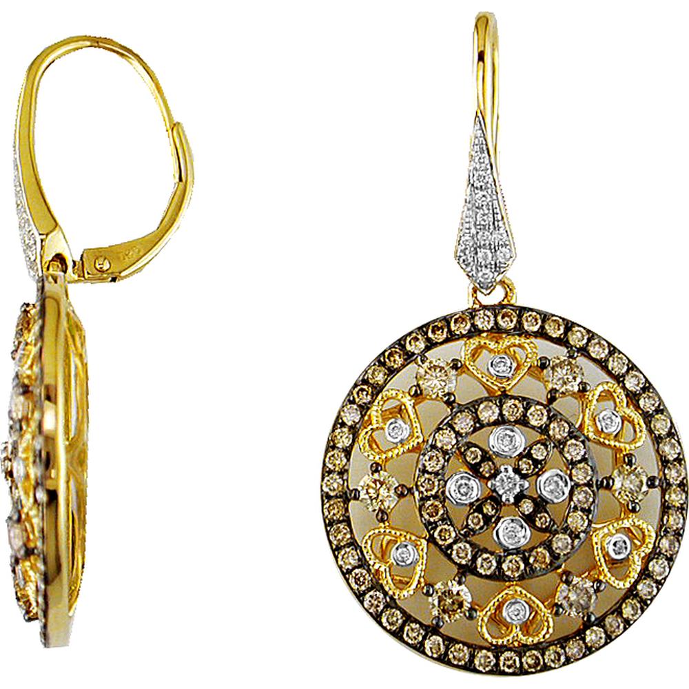 Royal 14K Yellow Gold Celestial Beauty Diamond Earrings - 2.20 Carat Total Diamond Weight