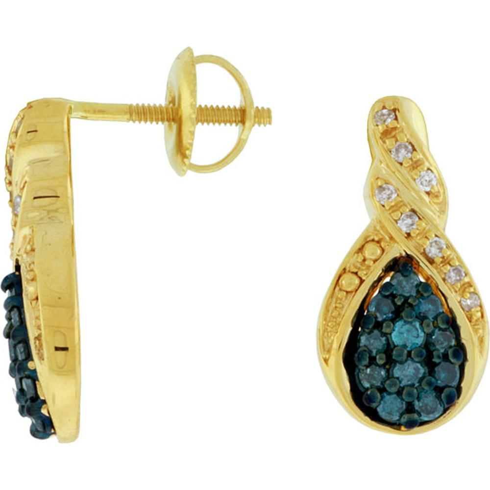 Royal 14K Yellow Gold Celestial Blue Diamond & Diamond Earrings - 0.40 Carat Total Diamond Weight