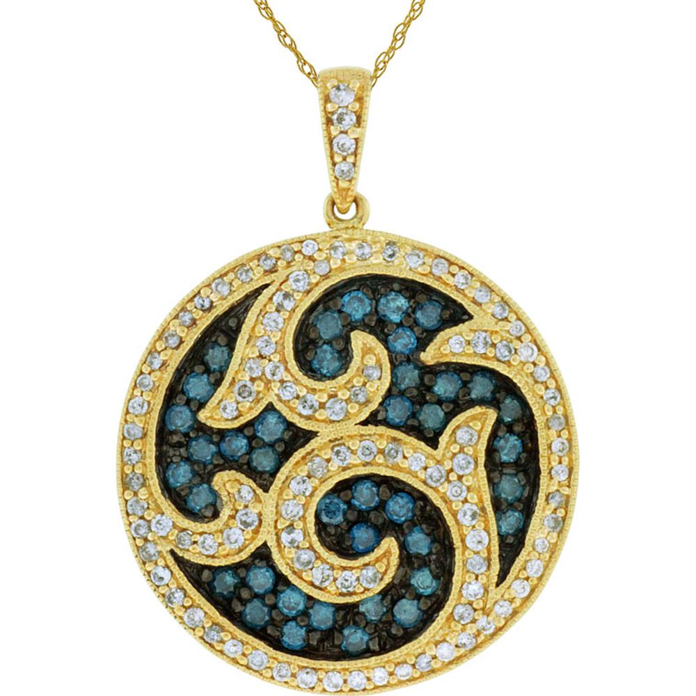 Royal 14K Yellow Gold Celestial Blue Diamond Pendant - 0.57 Carat Blue Diamond, 0.43 Carat Total Diamond Weight