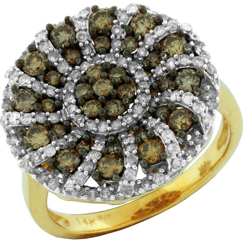 Royal 14K Yellow Gold Celestial Diamond & Mocha Diamond Ring - 1.37 Carat Total Weight