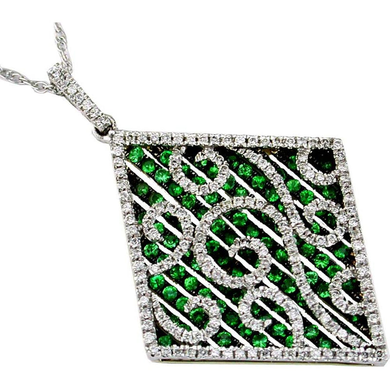 Royal 14K Yellow Gold Celestial Green Garnet and Diamond Pendant