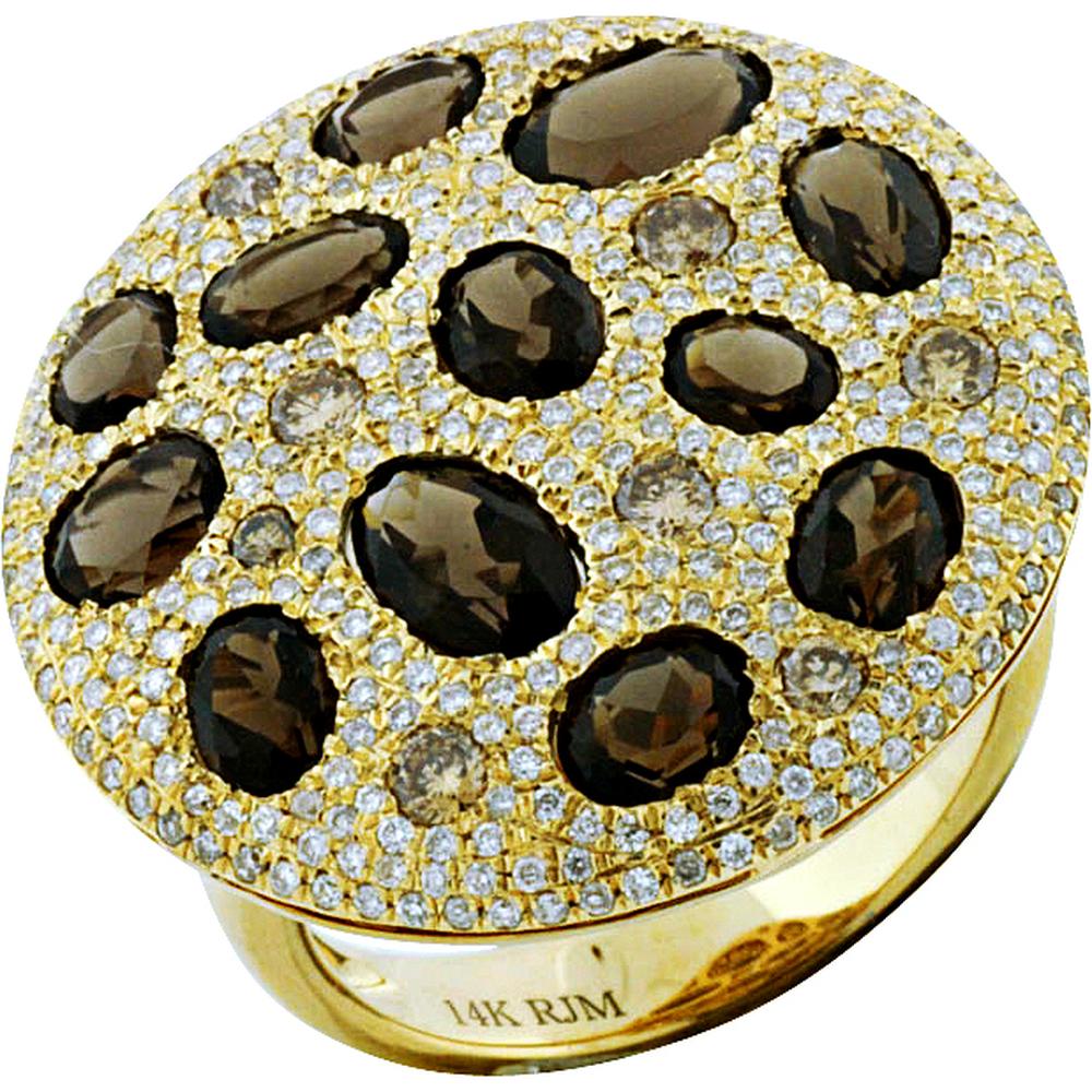 Royal 14K Yellow Gold Celestial Harmony Diamond and Smoky Quartz Ring