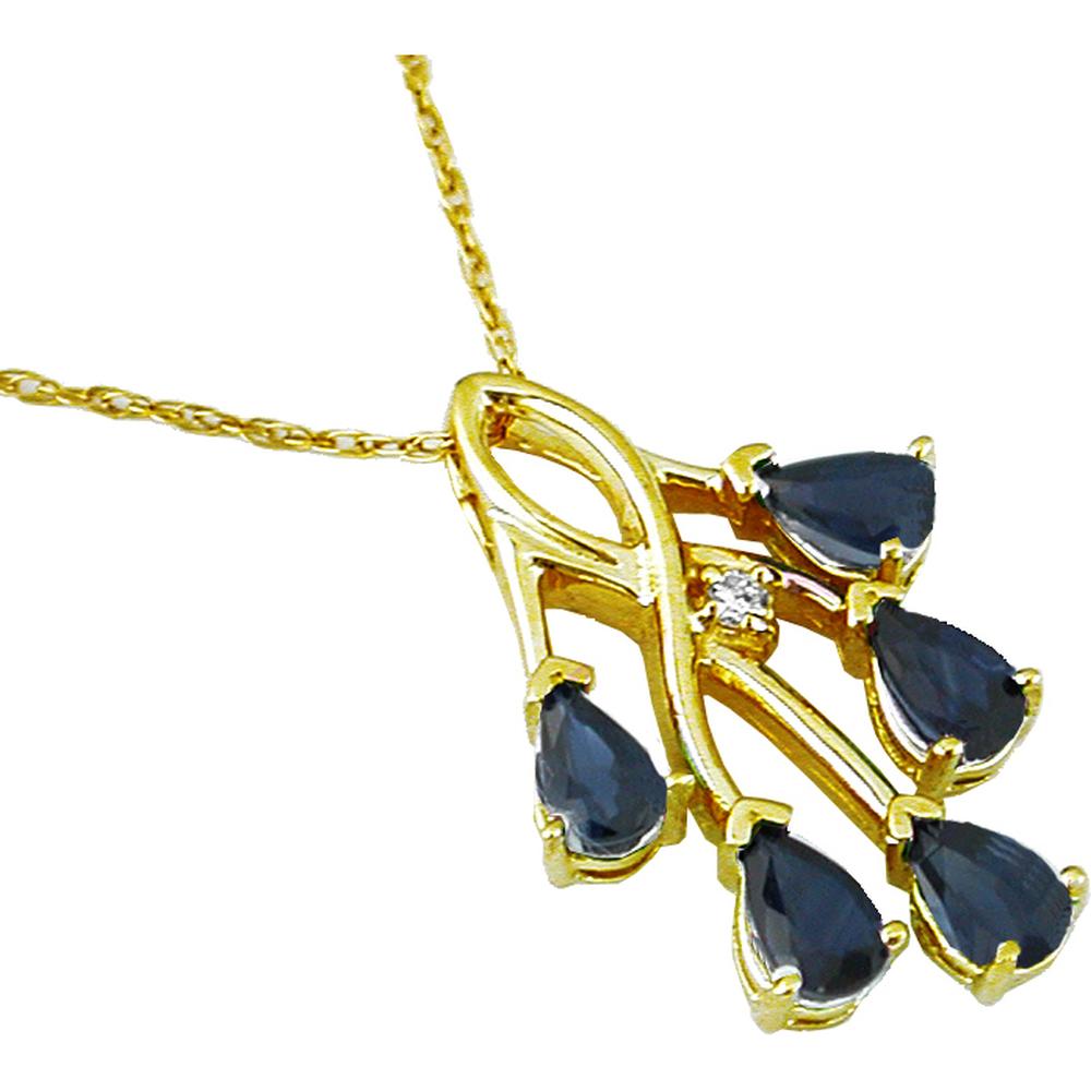 Royal 14K Yellow Gold Celestial Sapphire & Diamond Pendant - 1.30 Carat Sapphire & 0.02 Carat Diamonds