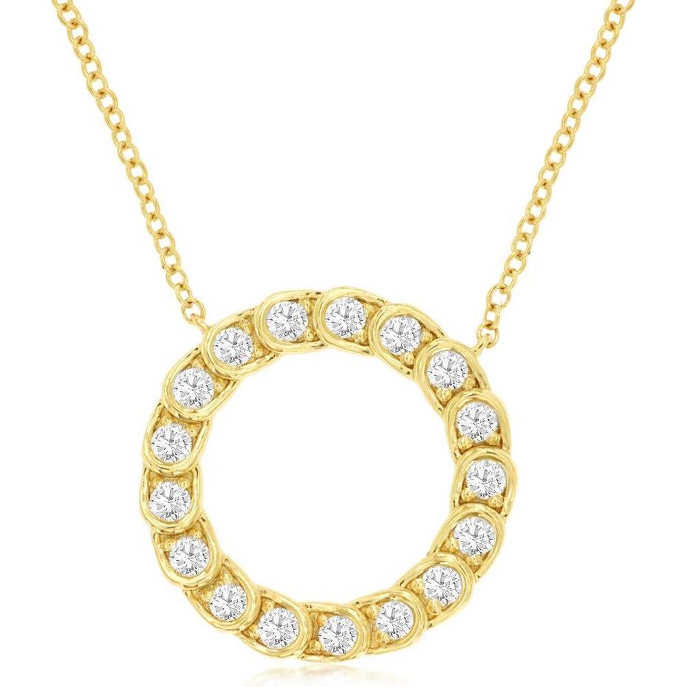 Royal 14K Yellow Gold Circle Pendant Necklace with 0.52 Carat Total Diamond Weight