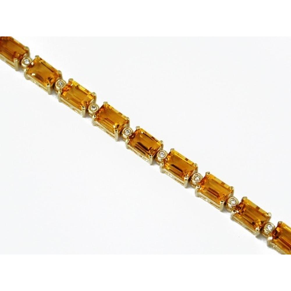 Royal 14K Yellow Gold Citrine & Diamond Bracelet - 12.90 Carat Citrine & 0.15 Carat Diamonds