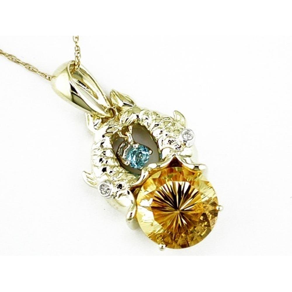Royal 14K Yellow Gold Citrine & Diamond Pendant - 3.50 Carat Center Stone
