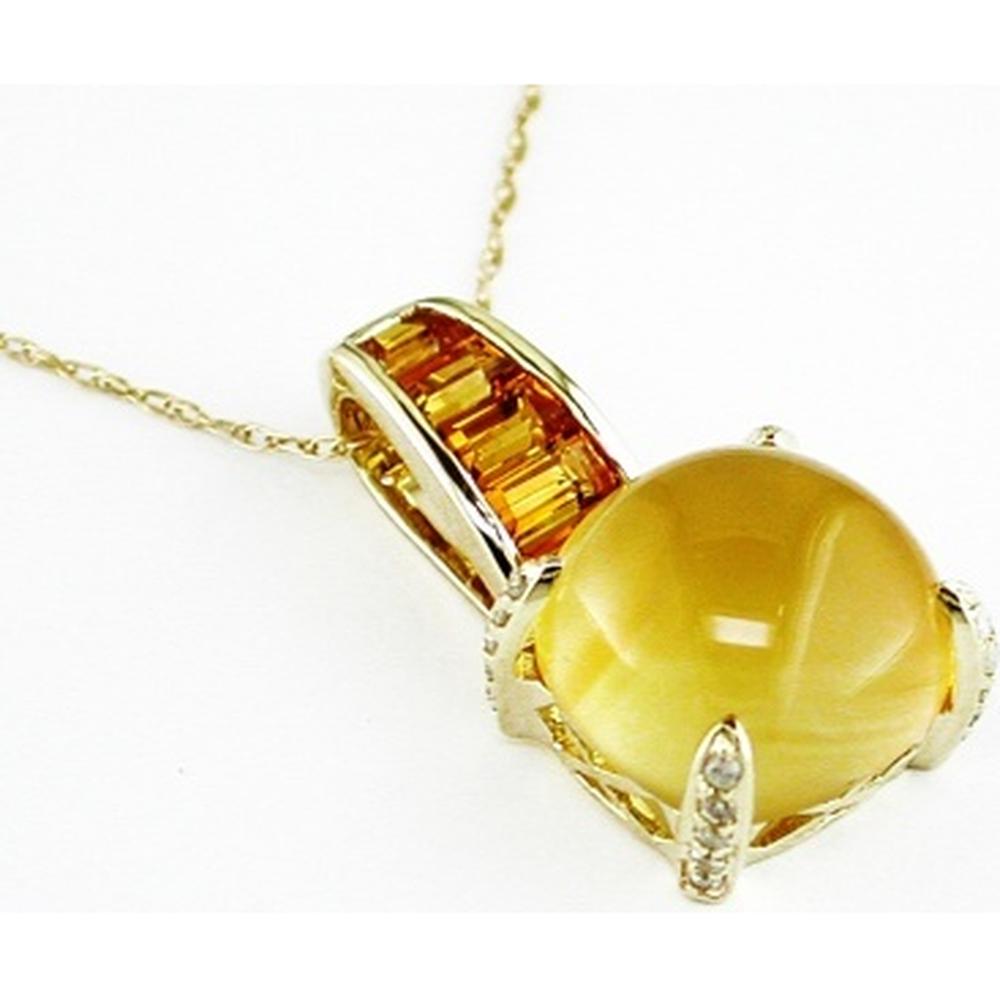 Royal 14K Yellow Gold Citrine & Diamond Pendant - 5.00 Carat Total Gem Weight