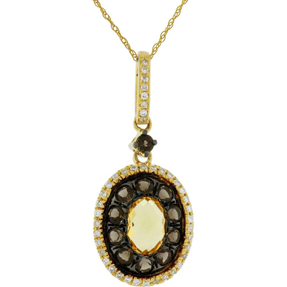 Royal 14K Yellow Gold Citrine and Diamond Pendant - Elegant Statement Piece
