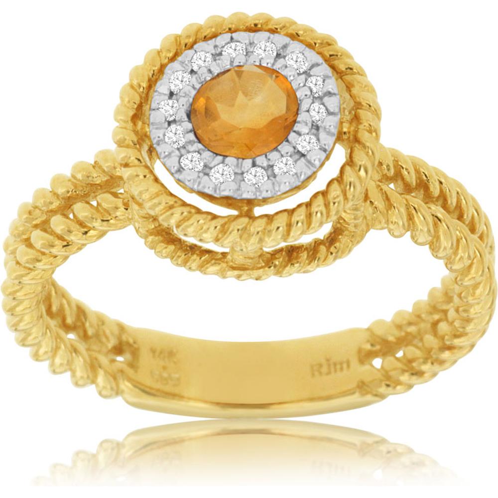 Royal 14K Yellow Gold Citrine and Diamond Ring - Exquisite Beauty and Brilliance