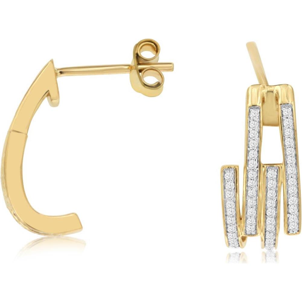 Royal 14K Yellow Gold Contemporary Design Diamond Earrings - 0.20 Carat Total Diamond Weight