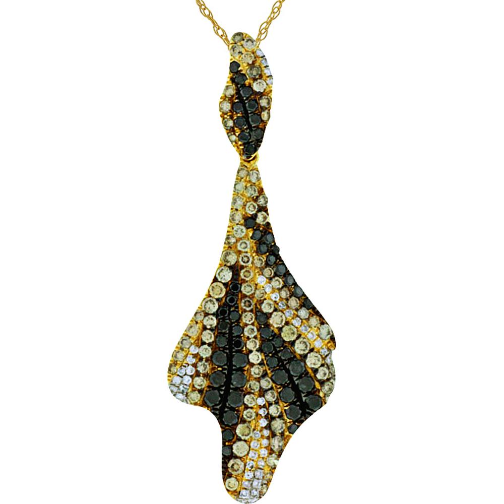Royal 14K Yellow Gold Diamond and Black Mocha Diamond Pendant - Exquisite Oval Design