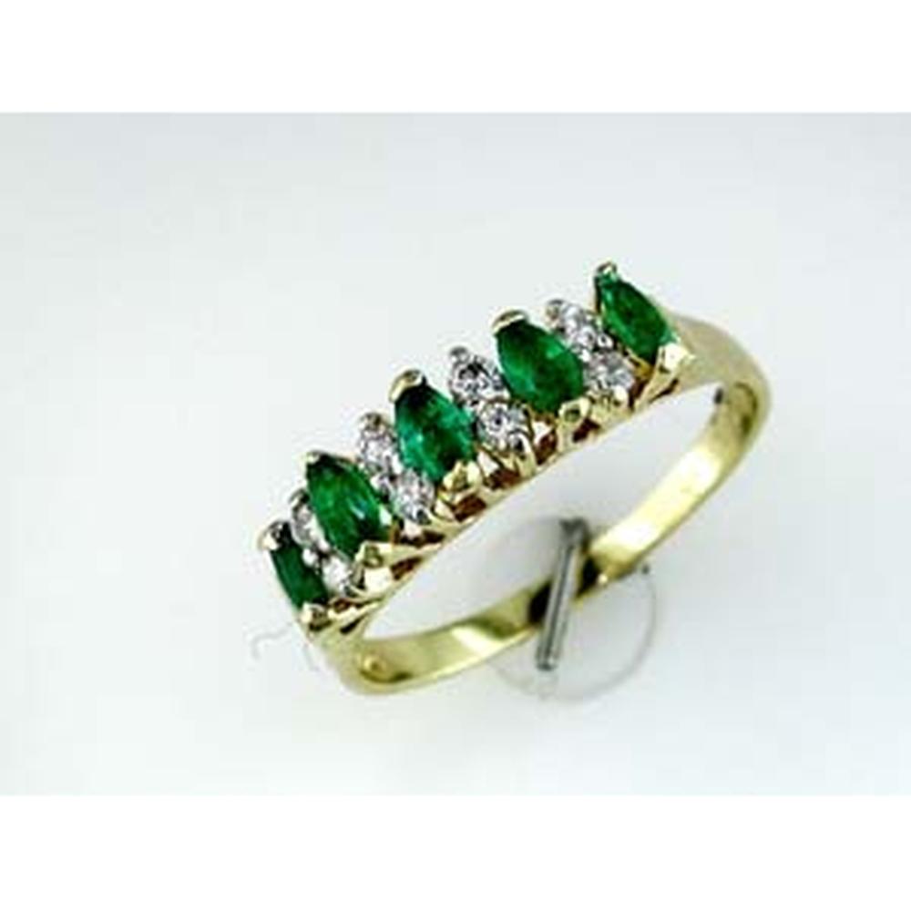 Royal 14K Yellow Gold Diamond & Color Stone Marquise Ring - 0.17 Carat Diamond, 0.45 Carat Color Stone