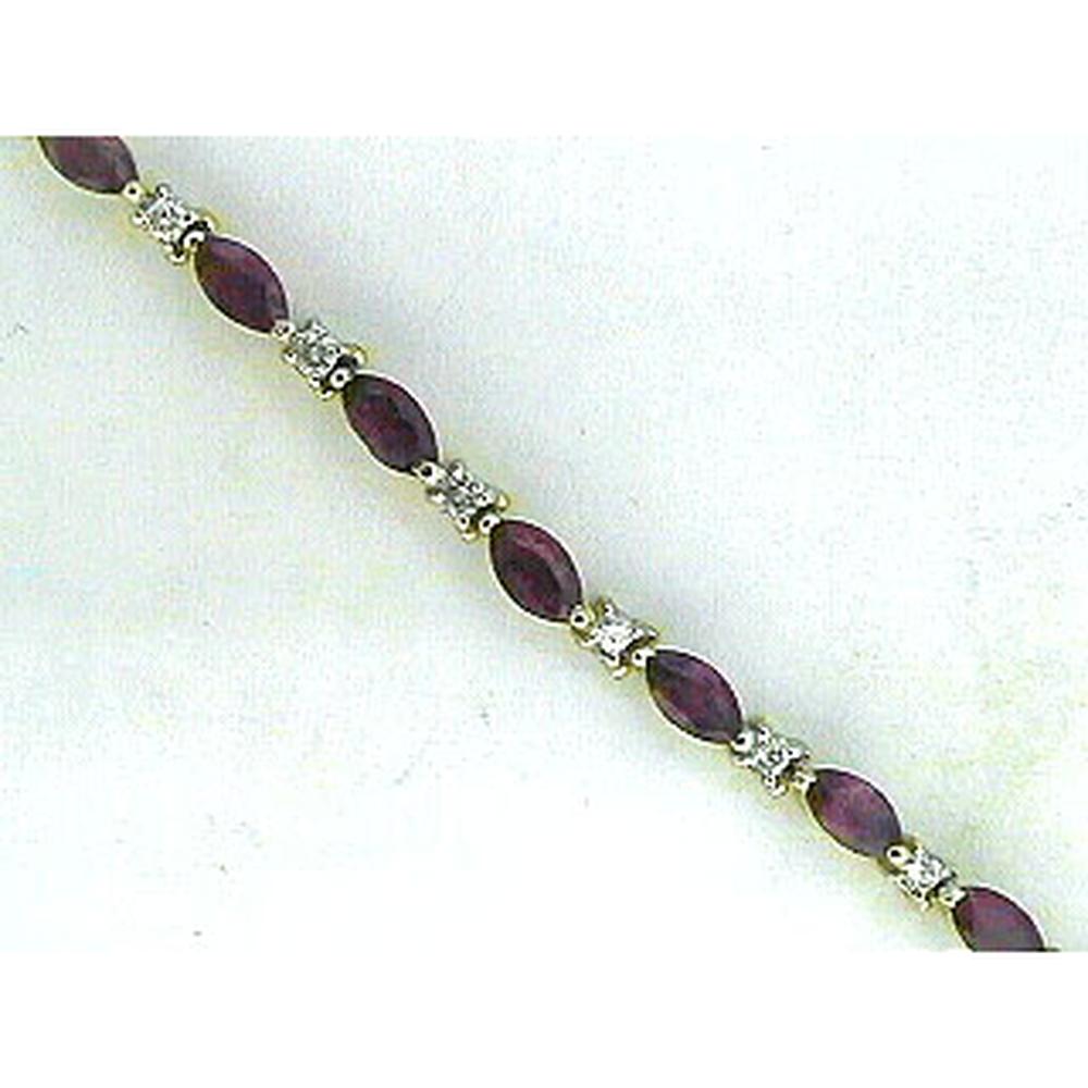 Royal 14K Yellow Gold Diamond and Marquise Gemstone Bracelet with 0.75 Carats Round Diamonds and 4.00 Carats Marquise Stones