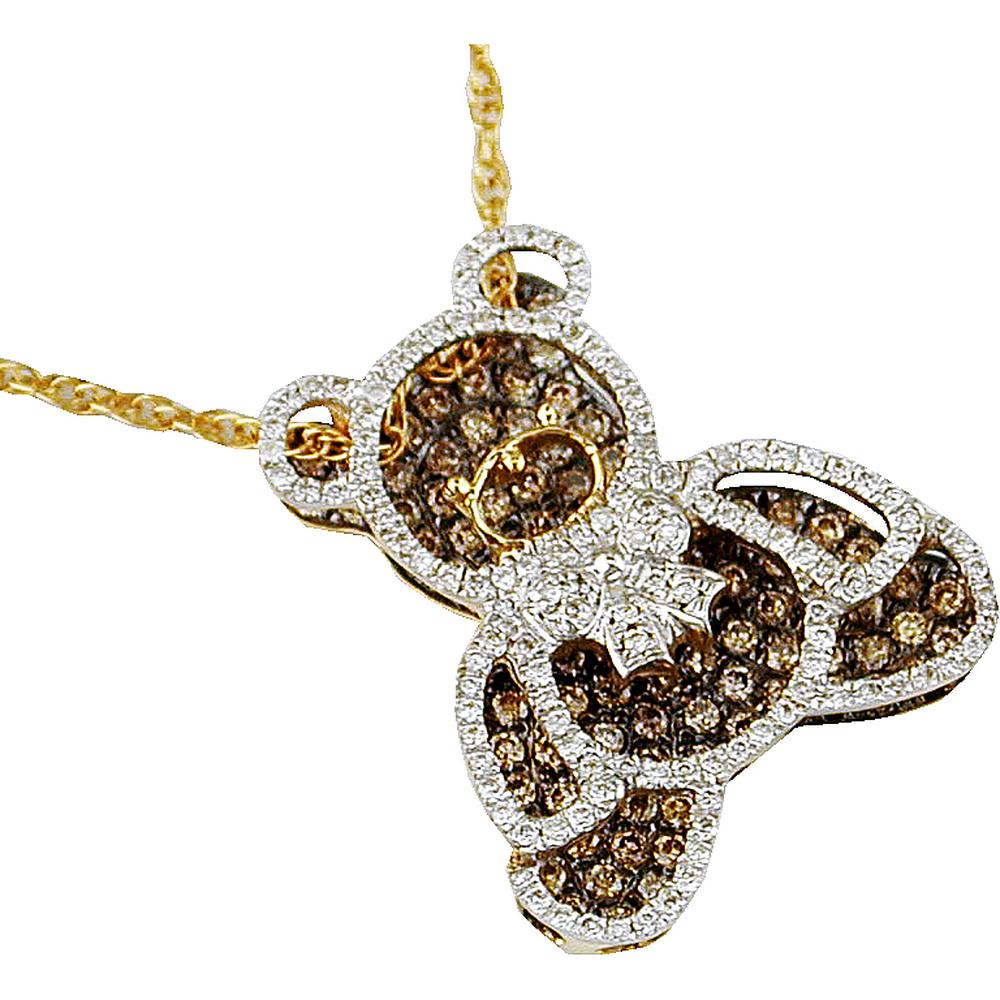 Royal 14K Yellow Gold Diamond & Mocha Diamond Bear Pendant