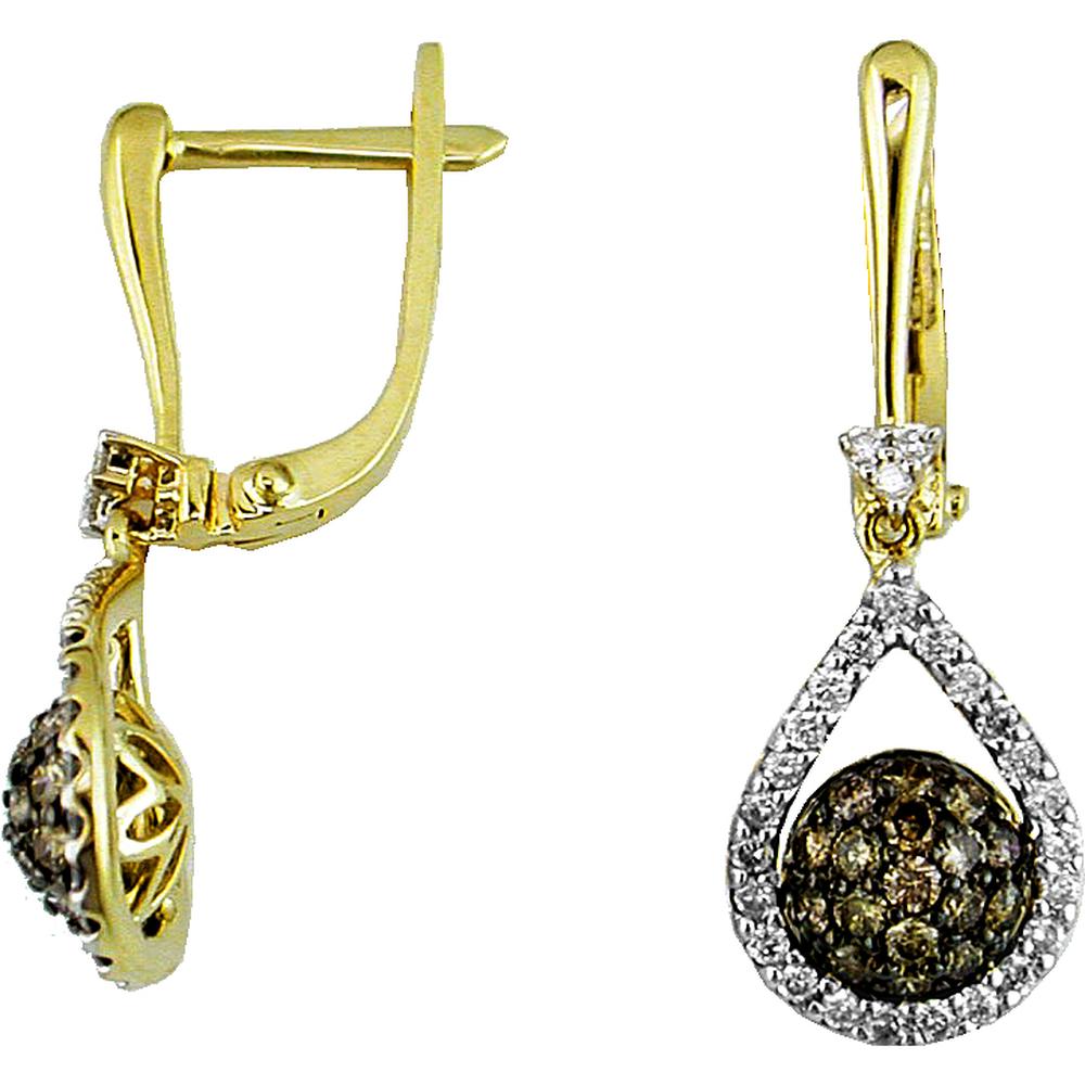Royal 14K Yellow Gold Diamond & Mocha Diamond Earrings - 1.02 Carat Total Diamond Weight