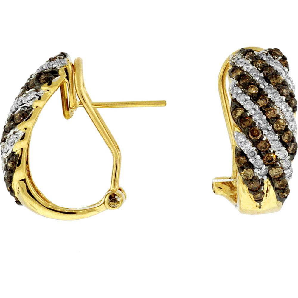Royal 14K Yellow Gold Diamond & Mocha Diamond Earrings - 1.02 Carat Total Diamond Weight