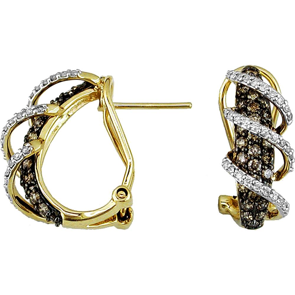 Royal 14K Yellow Gold Diamond & Mocha Diamond Earrings - 1.09 Carat Total Diamond Weight
