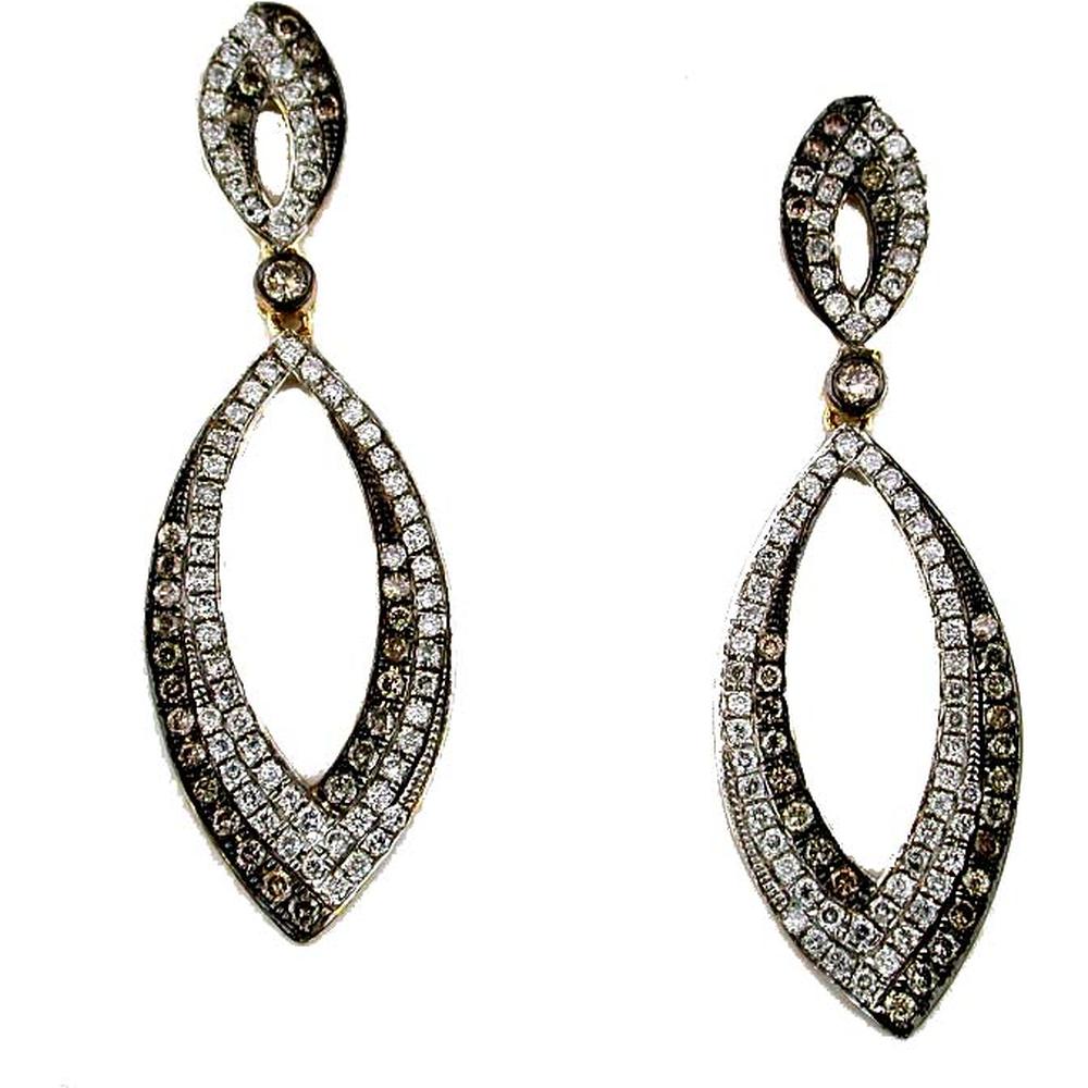 Royal 14K Yellow Gold Diamond & Mocha Diamond Earrings - 1.25 Carat Total Diamond Weight